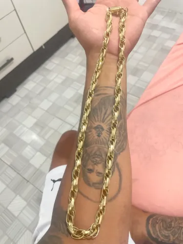 CORDÃO 9MM MOEDA COM BANHO DE OURO 18k (FECHO BOMBA)