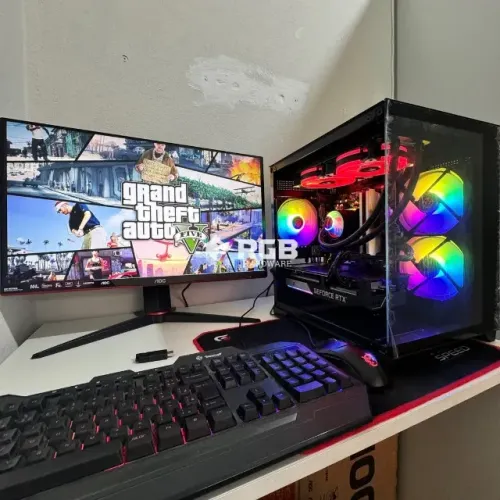 PC Gamer Ryzen 7 5700X RTX 3070 32GB RAM 1TB NVMe AB350 Water Cooler Aquário Vidro