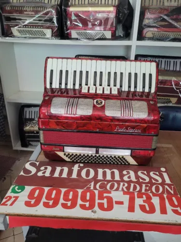 Acordeon Paolo Soprani Vermelha 80 Baixos
