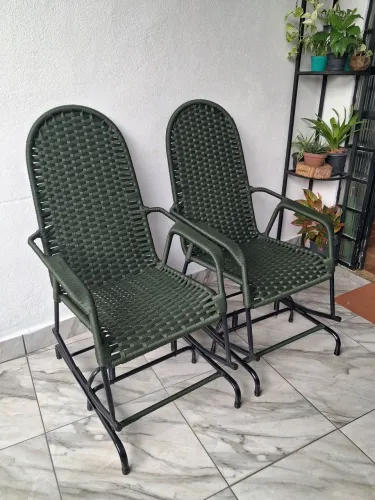 Cadeira de balanço com molas em Corda náutica 