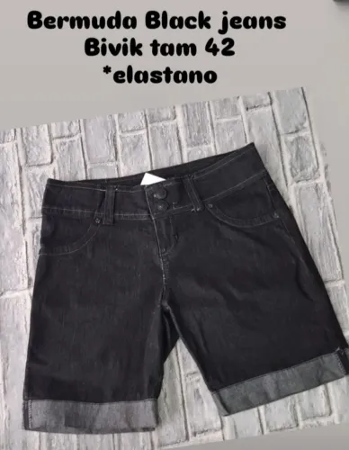 BERMUDA JEANS BLACK FEMININA