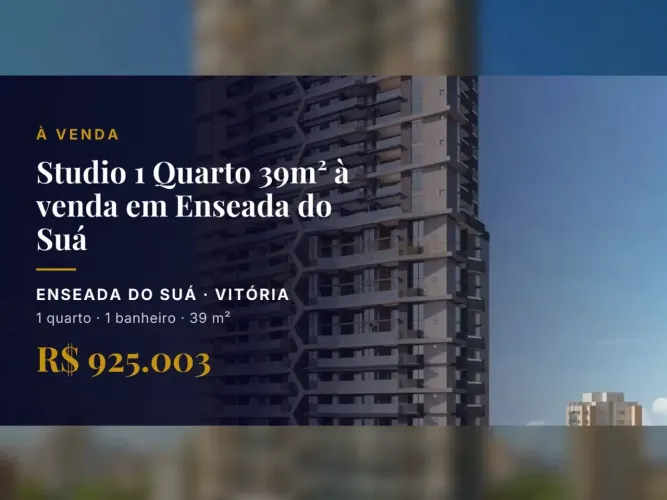 Enseada do Suá: Studio sofisticado com coworking e segurança 24h!