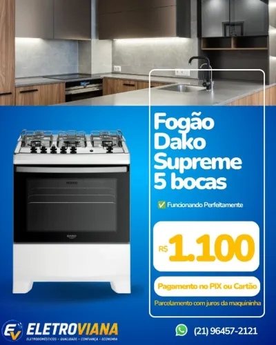 Fogão Dako Supreme 5 Bocas - NOVO (Sem Uso!)