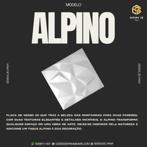 Placa de Gesso 3d - alpino 29,.5×29,5cm