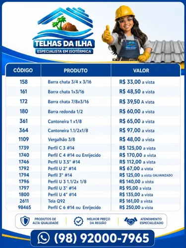 PERFIS, VERGALHÃO, TELA, TUDO ENQUANTO BARATO!