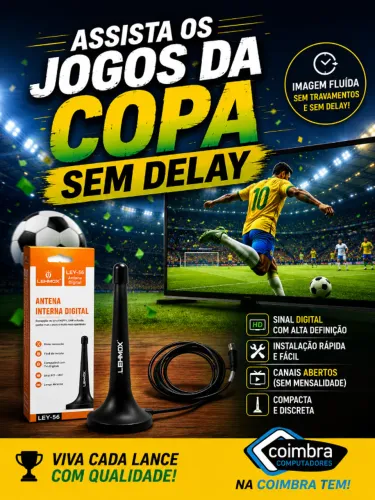 Antena Digital De Tv Uhf Hdtv Cabo 3 Metros LEY-56 - Assista os Jogos da Copa - Coimbra