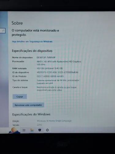 Notebook Sim + 10 de Ram HD 500 gigas Windows 10 Pro Só pega na Tomada 