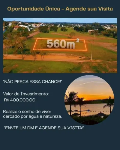 Terreno plano setor nobre Riviera de Santa Cristina XIII- 560 m² ao lado da represa
