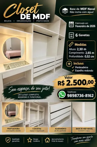 Closet a venda -valor não negociável 