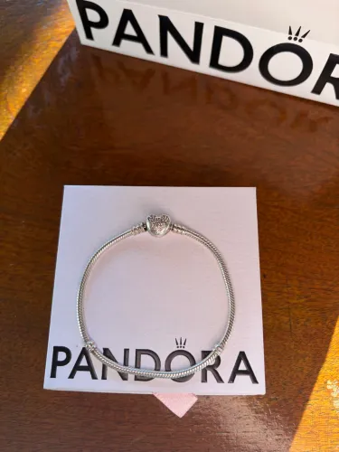 925 sterling silver Ale Pandora Moments Heart Clasp Mickey Mouse Snake Chain Bracelet 21cm