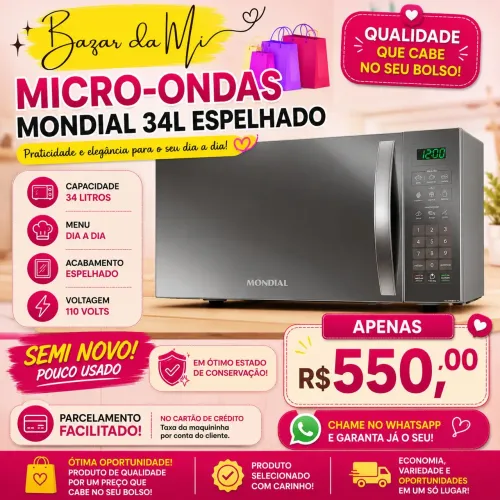 Micro-ondas Mondial de 34L Espelhado