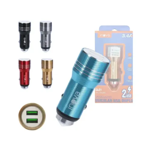 Carregador Veicular Turbo USB Duplo 3.4A (Carga Rápida p/ Carro)