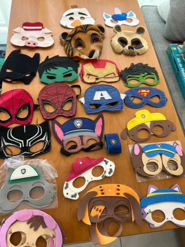Kit máscaras infantis patrulha canina e super heróis 