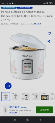 Vendo panela elétrica mundial 110 nova nunca usada