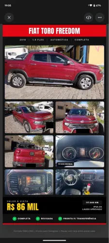 Fiat Toro Freedom 1.8 16V Flex Aut. 2019