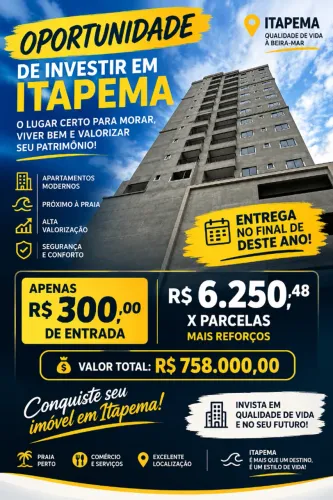 APARTAMENTO EM ITAPEMA - ENTREGA NO FINAL DESTE ANO