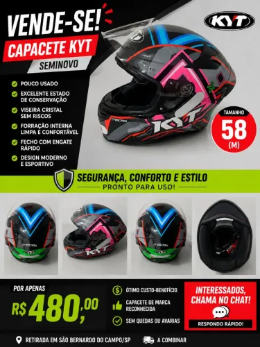 CAPACETE KYT SEMINOVO - TAM. 58