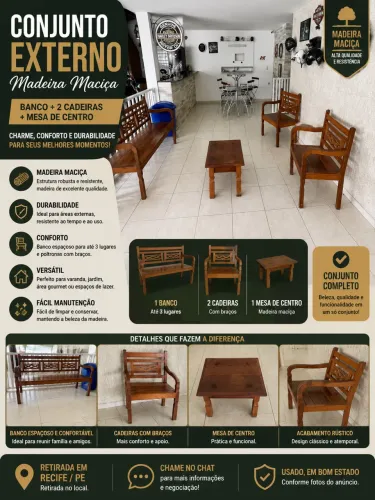 CONJUNTO EXTERNO EM MADEIRA MACIÇA