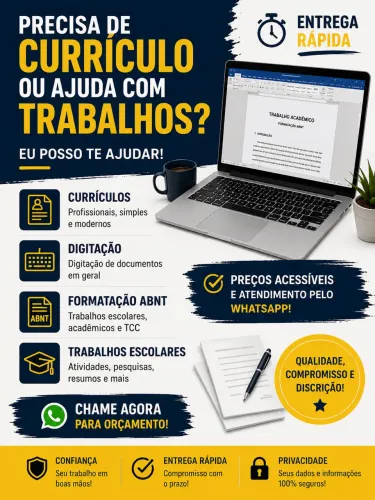 FAÇO CURRÍCULOS E TRABALHOS ESCOLARES .