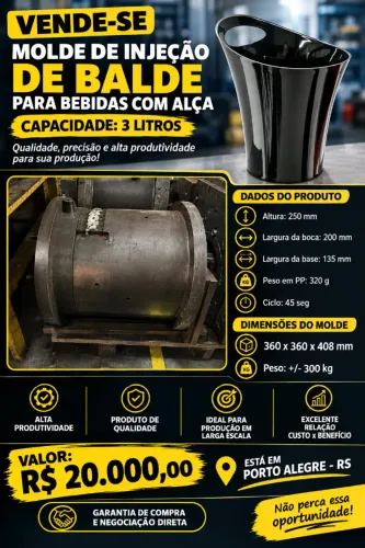 Molde de injeção de plásticos - Balde para bebidas