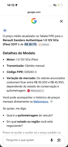 Renault Sandero Authentique Hi-power 1.0 16V 5P 2017