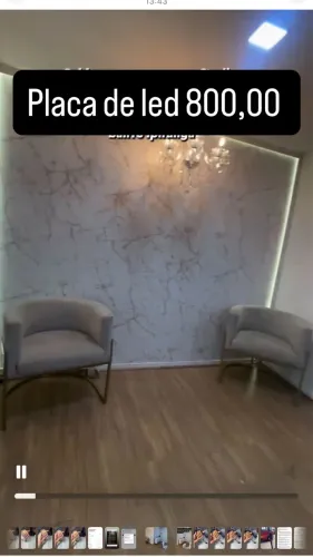 Parede de mdf marmorizado + leds 