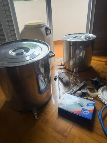 Kit completo cerveja artesanal - panelas inox 71L, fermentador, chiller