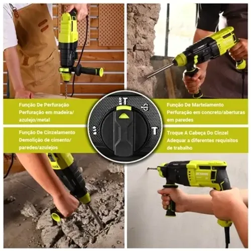 Furadeira De Impacto1200W Martelete Parafusadeira Rompedor Profissional 3J SDS-Plus Desoon