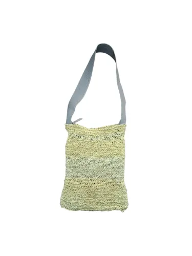 Bolsa croché de camurça e alça de couro