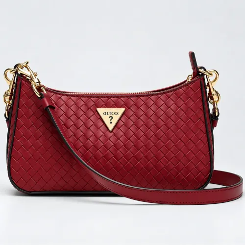 Bolsa GUESS Feminina Trançada Vermelha/Vinho - Alça Removível - Original