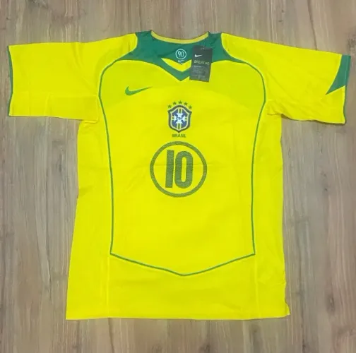 Camisa Brasil Retrô Total 90 Ronaldinho Gaúcho #10 Amarela - G e GG1