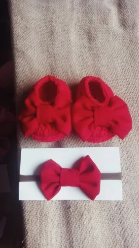 Sapatinho Vermelho de crochê + Faixinha