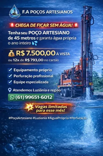 Poço artesiano, apenas $ 7.500,00.