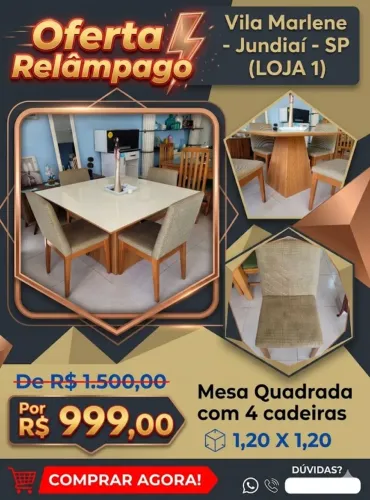 Mesa quadrada com 4 cadeiras 