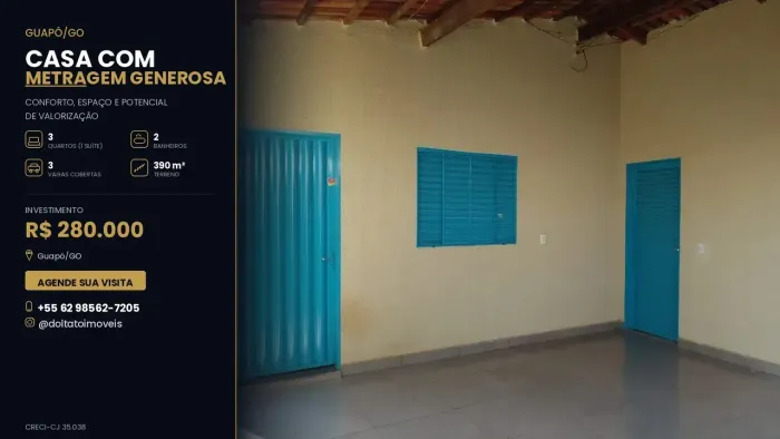 Ampla Casa à Venda na Cidade de Guapó Guapó/GO