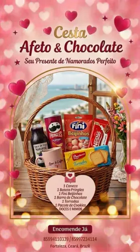 Cesta de Presente Afeto & Chocolate (Namorados / Aniversário)
