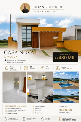 CASA NOVA À VENDA | CONDOMÍNIO PORTO MONTE - MARECHAL DEODORO/AL