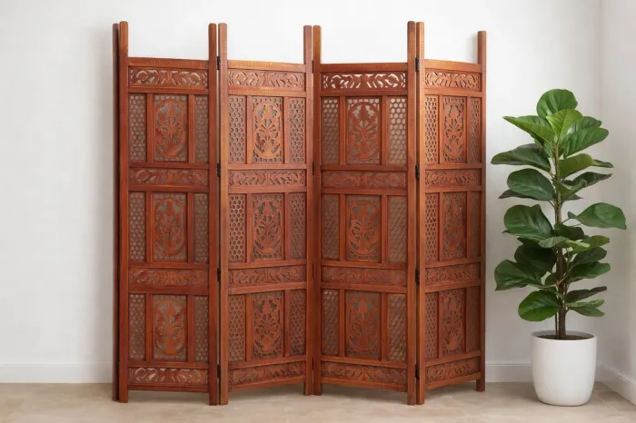 Biombo Novo em Madeira Jacarandá, Importado - Divisória Decorativa Premium, Estilo Indiano