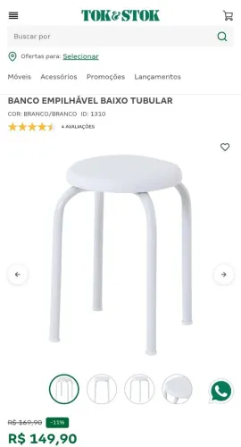 Banco Baixo Tok Stok Branco