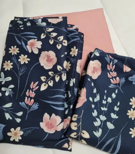 Colcha e fronhas queen azul floral