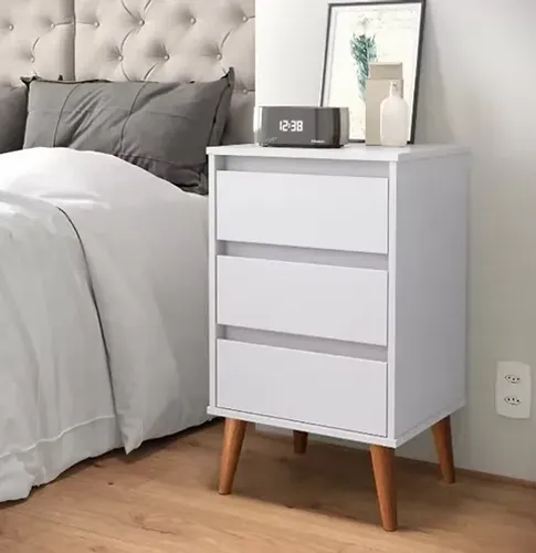 Mesa de Cabeceira EJ Retrô Wood Branco
