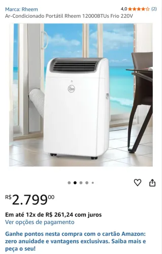 Ar condicionado portátil Rheem 12000 btus novo na caixa