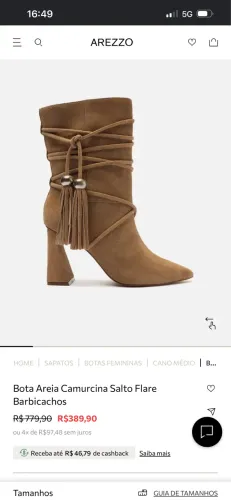 Bota Areia Camurcina Salto Flare Barbicachos