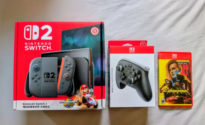 Nintendo Switch 2 +Pro Controller 2 + Cyberpunk 2077 + Case IINE + Acessórios <br>