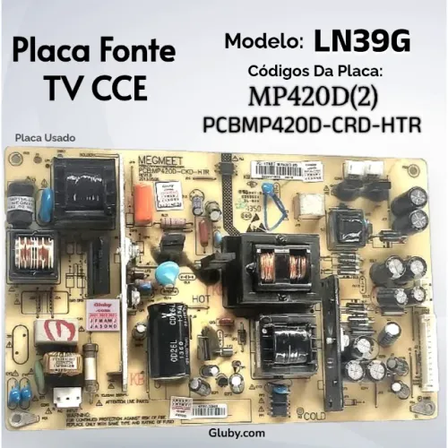 LACA FONTE TV CCE MODELO: LN39G CÓDIGO: MP420D (2) PCBMP420D-CRD-HTR