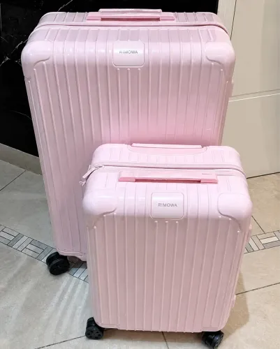 Conjunto mala grande e de bordo Rimowa em policarbonato rosa ballet