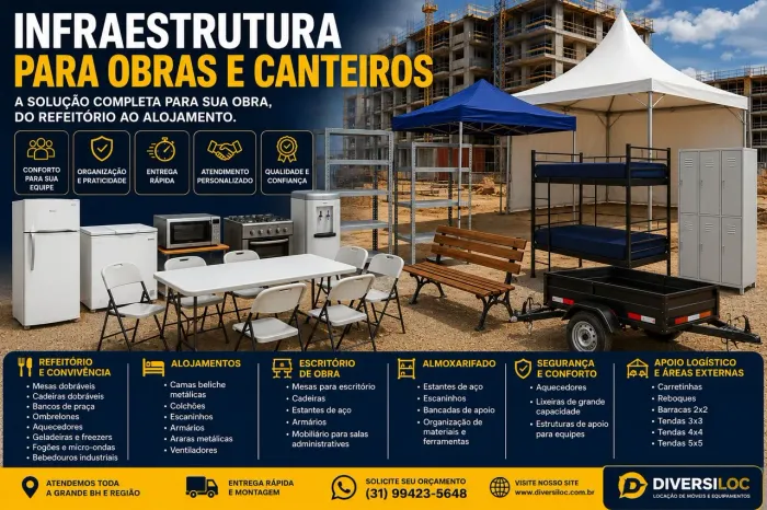 Infraestrutura Completa para Obras, Canteiros e Estandes de Vendas | Grande BH