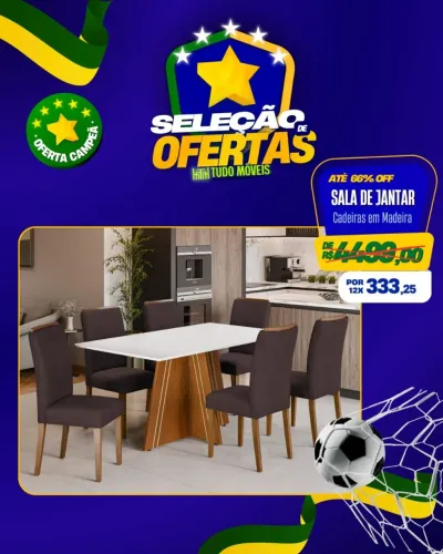 Sala de jantar 6 cadeiras em madeira