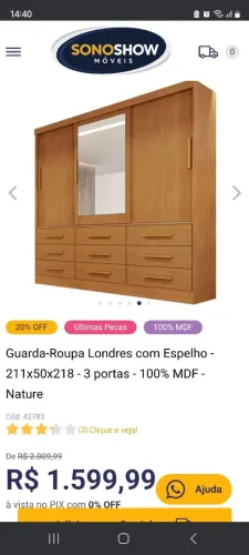 Guarda roupa porta de correr solteiro