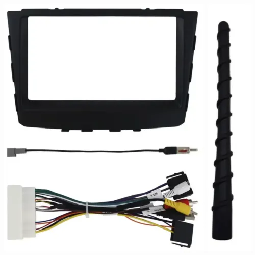 Kit Moldura 2 Din + Chicote para Som Automotivo + Antena + Adaptador para Hyundai Creta